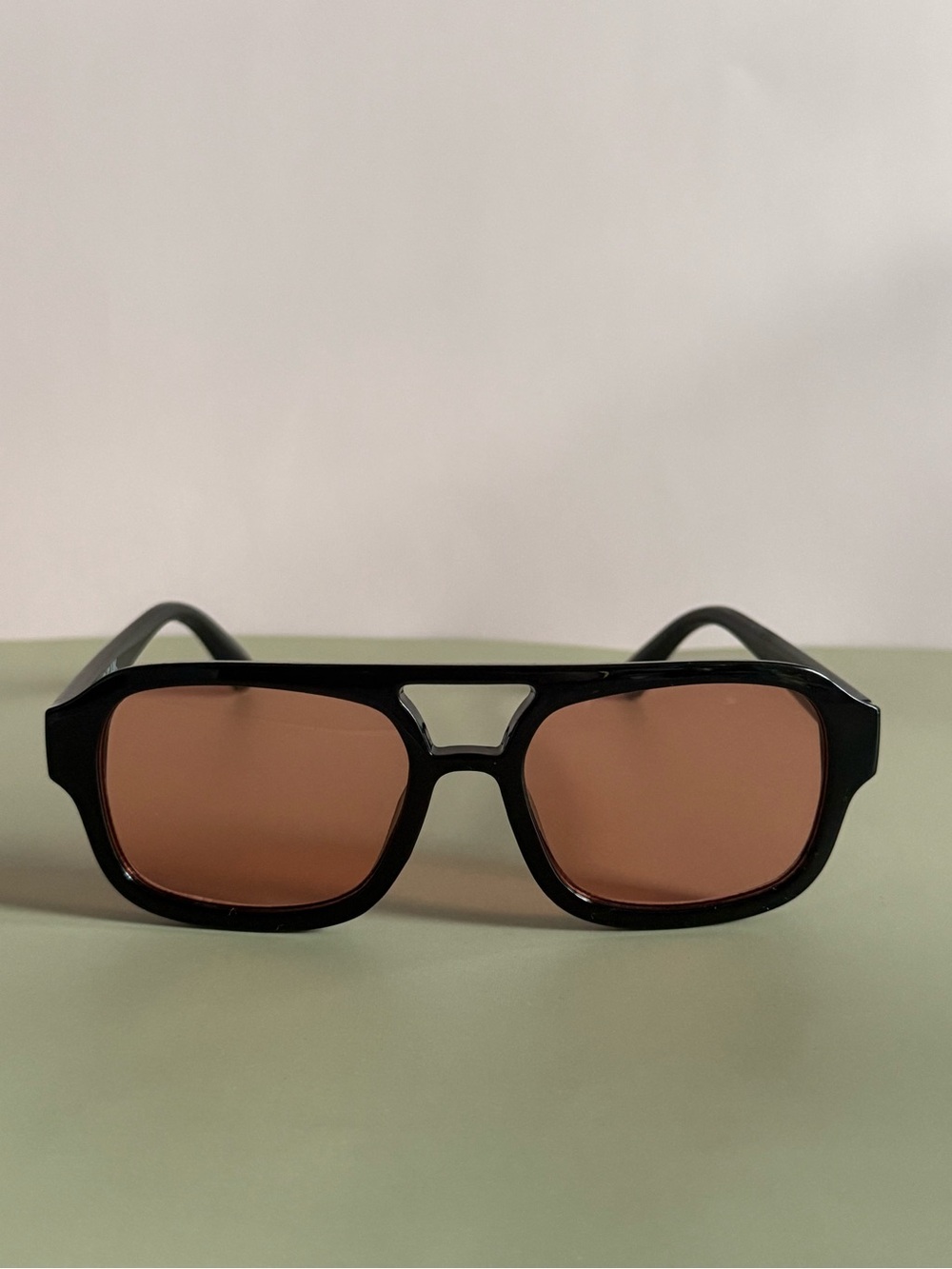 Jessica Simpson Oversized Square Sunglasses Black Frame Brown Lenses New